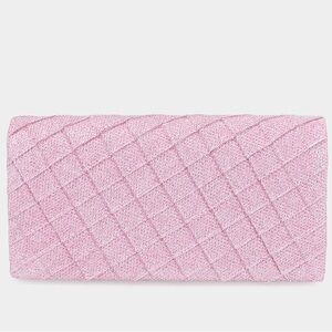 Pink & Gold Sparkly Quilted Clutch Crossbody Bag